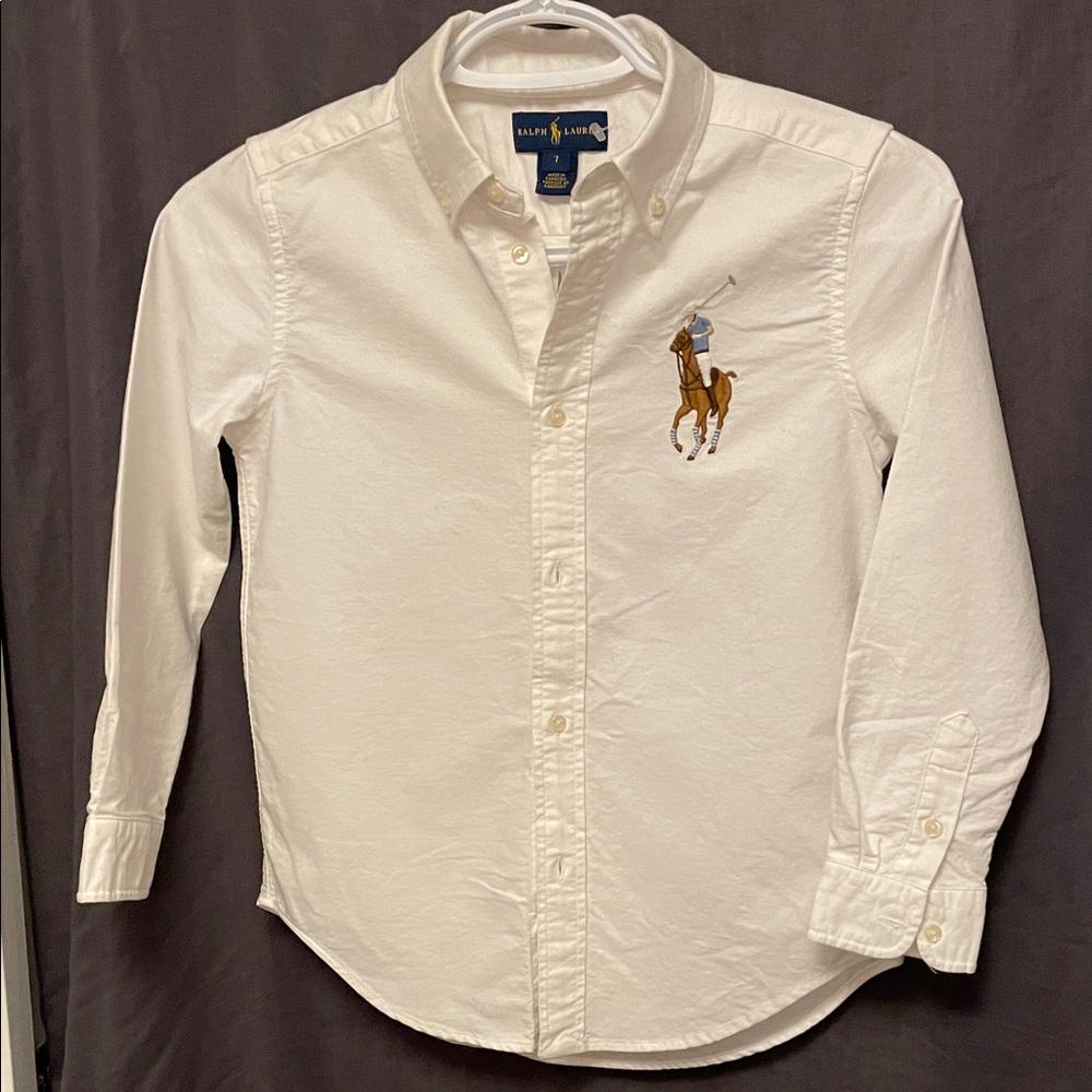 Kids Ralph Lauren Cream Oxford Shirt Size 7